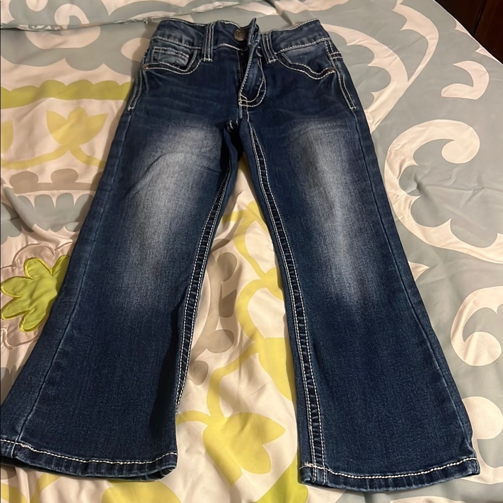 Blue Denim Jeans with Distressed Details